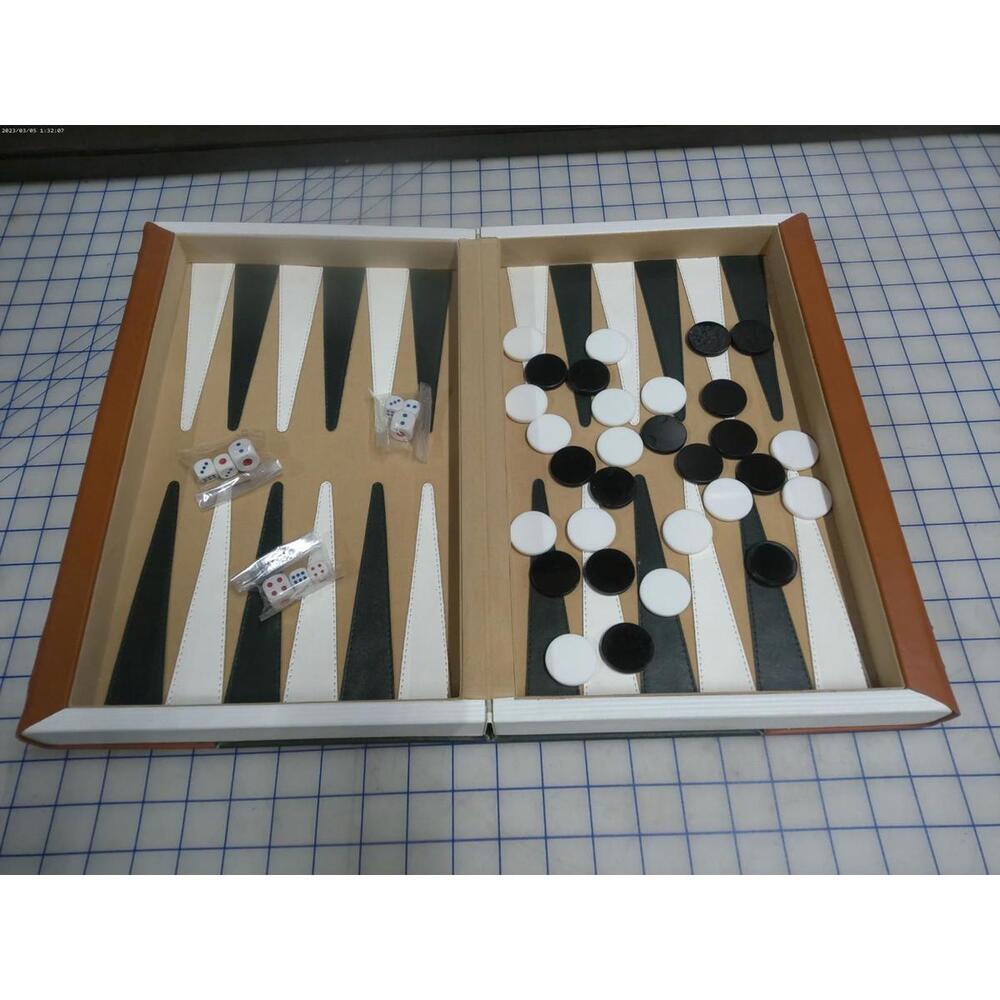 Backgammon Game Set Folding Book Style Case Checkers Dice